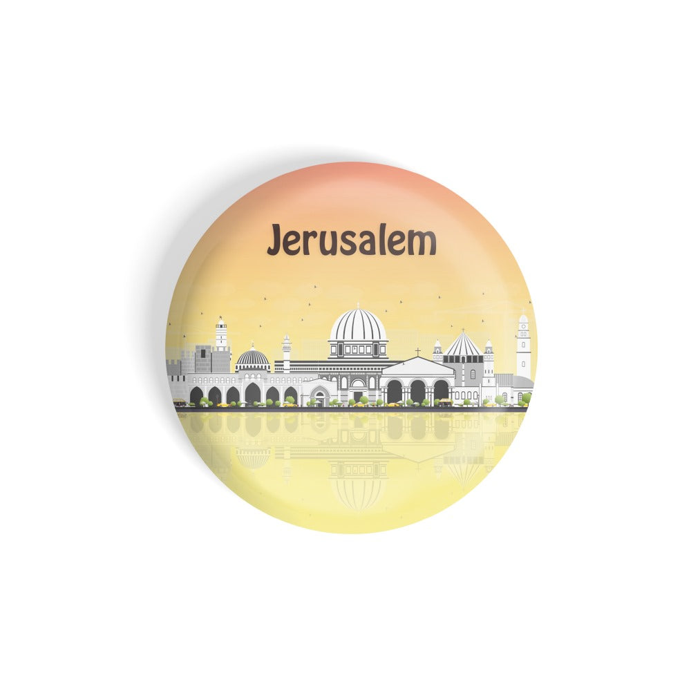 dhcrafts Round Fridge Magnet Multicolour Places Jerusalem Capital Of Israel Glossy Finish Design Pack of 1 (75 mm)